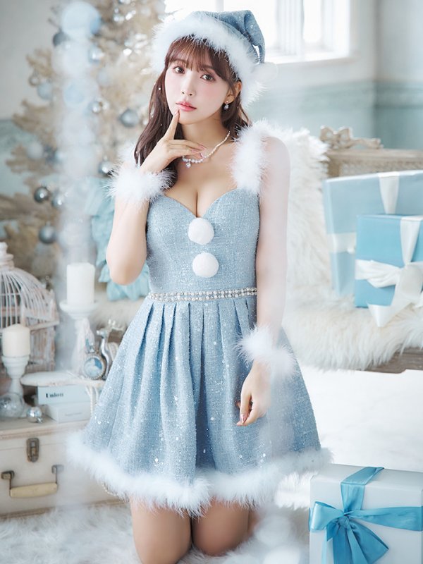 画像14: 【一部予約商品/11月中旬発送予定】【サンタコス 4点セット】【XS-XLサイズ/3カラー】ラメツイードミニワンピースサンタ[YMT]