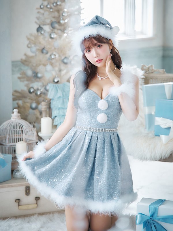 画像15: 【一部予約商品/11月中旬発送予定】【サンタコス 4点セット】【XS-XLサイズ/3カラー】ラメツイードミニワンピースサンタ[YMT]