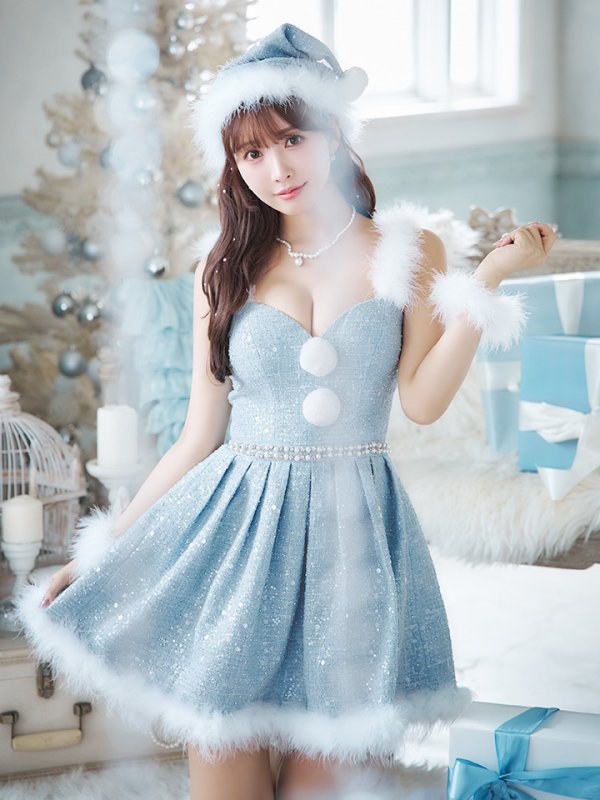 画像16: 【一部予約商品/11月中旬発送予定】【サンタコス 4点セット】【XS-XLサイズ/3カラー】ラメツイードミニワンピースサンタ[YMT]