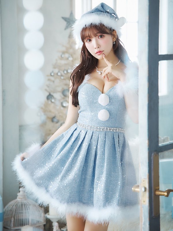 画像14: 【一部予約商品/11月中旬発送予定】【サンタコス 4点セット】【XS-XLサイズ/3カラー】ラメツイードミニワンピースサンタ[YMT]