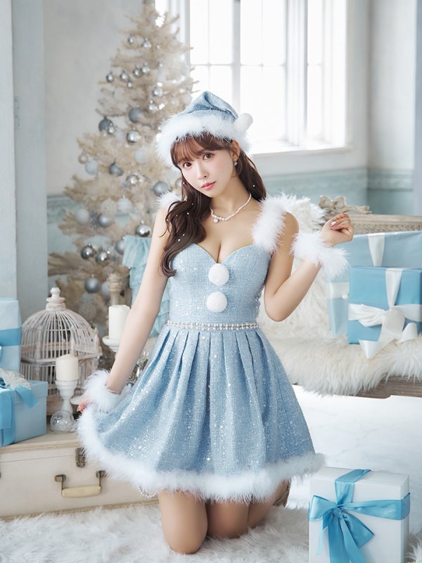 画像18: 【一部予約商品/11月中旬発送予定】【サンタコス 4点セット】【XS-XLサイズ/3カラー】ラメツイードミニワンピースサンタ[YMT]