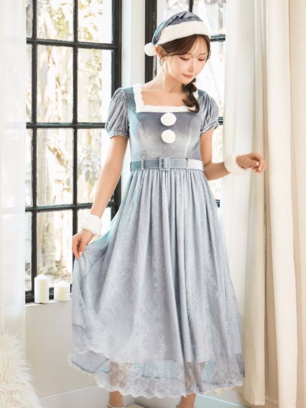 画像3: SALE!【サンタコス 5点セット】【S-Mサイズ/2カラー】ベロアワンピースサンタ[OF01]