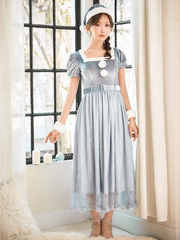 画像16: SALE!【サンタコス 5点セット】【S-Mサイズ/2カラー】ベロアワンピースサンタ[OF01]