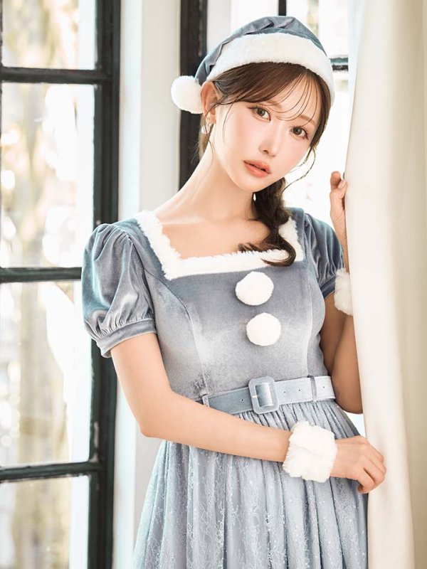 画像20: SALE!【サンタコス 5点セット】【S-Mサイズ/2カラー】ベロアワンピースサンタ[OF01]