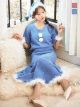 SALE!【サンタコス 5点セット】【S-Lサイズ/2カラー】ビジューニットワンピースサンタコスプレ[OF01]