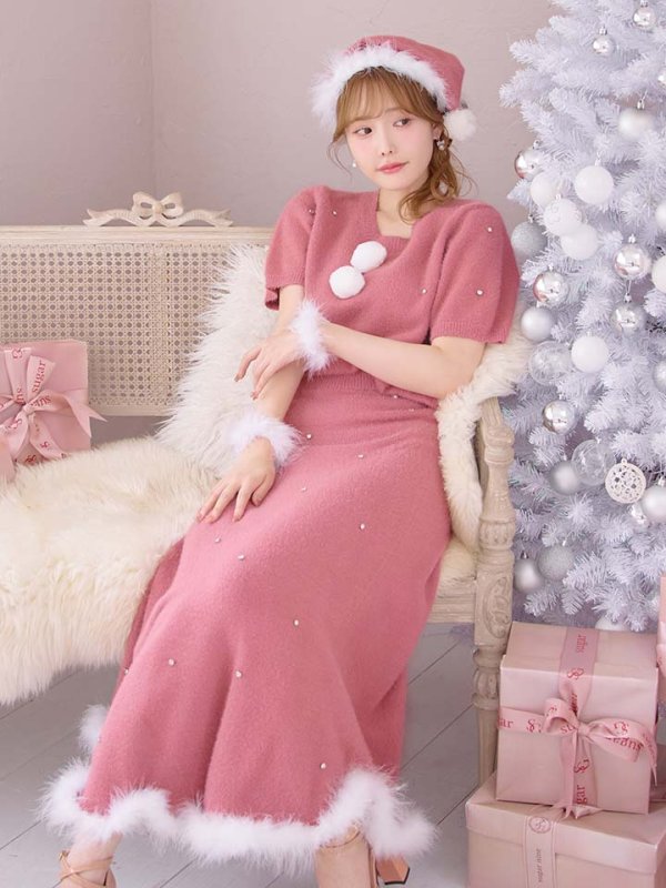 画像17: SALE!【サンタコス 5点セット】【S-Lサイズ/2カラー】ビジューニットワンピースサンタコスプレ[OF01]