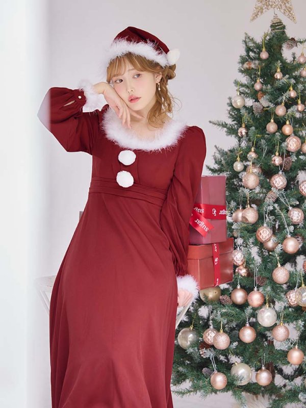 画像19: 【ノベルティ対象】【即日発送】【サンタコス 4点セット】【S-Lサイズ/2カラー】バックリボンフレアワンピースサンタコスプレ[OF01]