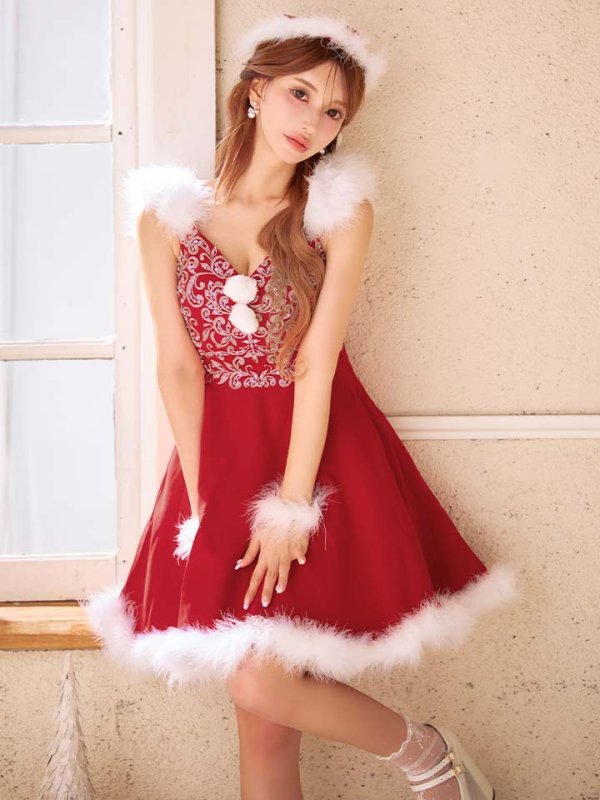 画像12: SALE!高級ライン☆ゴージャスビジュー刺繍フレアサンタ【sugar nine サンタコス 4点セット】【S-Mサイズ/1カラー】[OF04]