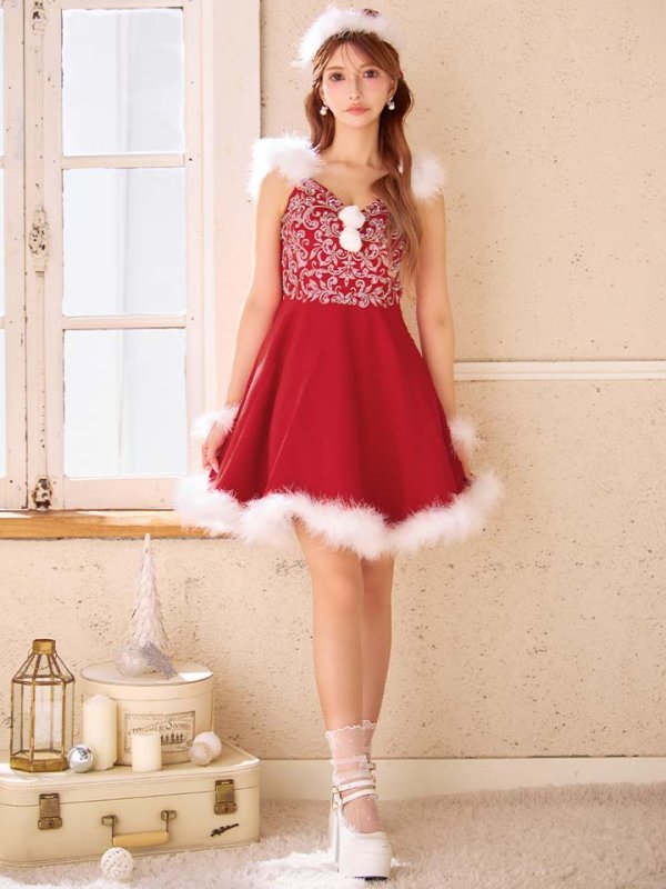 画像4: SALE!高級ライン☆ゴージャスビジュー刺繍フレアサンタ【sugar nine サンタコス 4点セット】【S-Mサイズ/1カラー】[OF04]