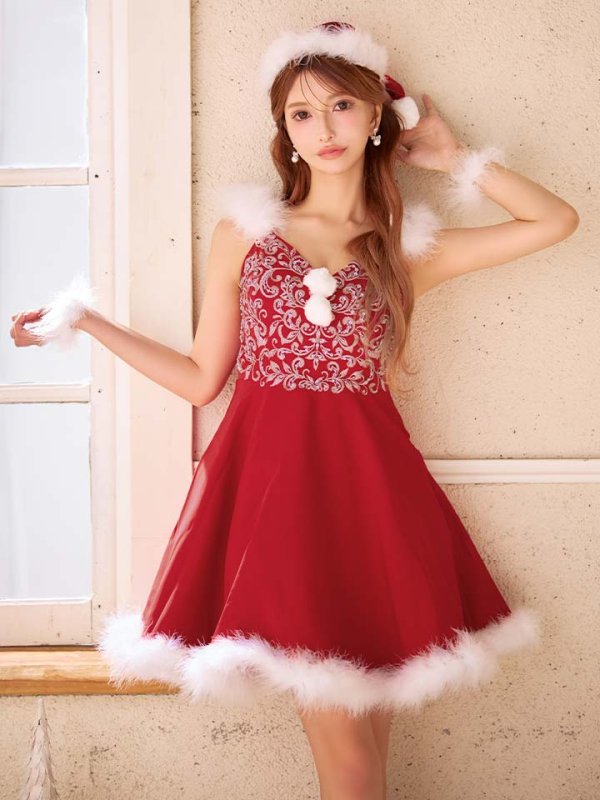 画像5: SALE!高級ライン☆ゴージャスビジュー刺繍フレアサンタ【sugar nine サンタコス 4点セット】【S-Mサイズ/1カラー】[OF04]