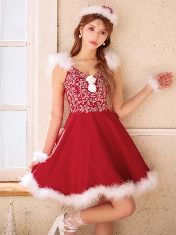 画像9: SALE!高級ライン☆ゴージャスビジュー刺繍フレアサンタ【sugar nine サンタコス 4点セット】【S-Mサイズ/1カラー】[OF04]