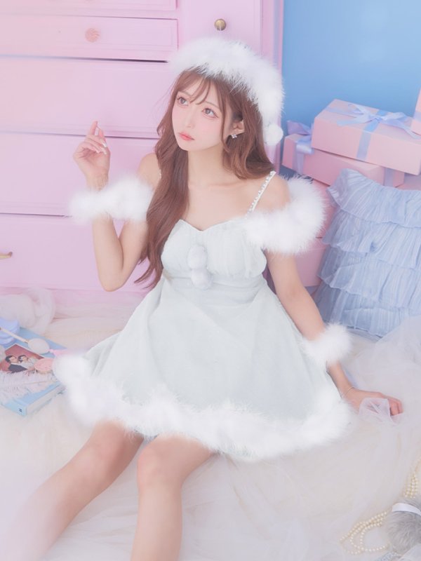 画像2: 【即日発送！】【サンタコス 4点セット】【S-Lサイズ/3カラー】フレアチュールサンタコスプレ[OF04]