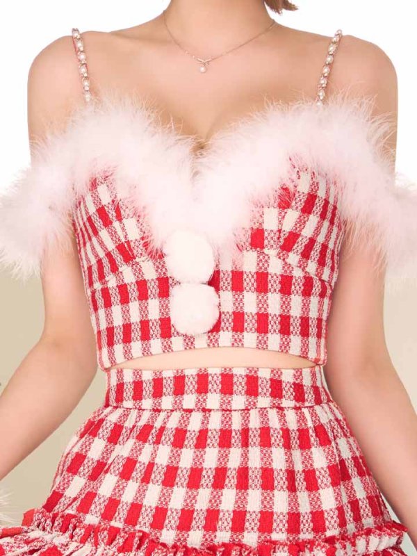 画像20: 【ノベルティ対象】【即日発送！】【サンタコス 5点セット】【XS-XLサイズ/2カラー】ギンガムチェックフレアサンタ[YMT]