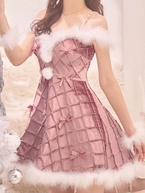 画像34: 【即日発送！】【サンタコス 4点セット】【XS-XLサイズ/2カラー】リボンモチーフパールショルダーフレアサンタ[OF04]