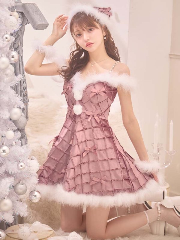 画像21: 【即日発送！】【サンタコス 4点セット】【XS-XLサイズ/2カラー】リボンモチーフパールショルダーフレアサンタ[OF04]