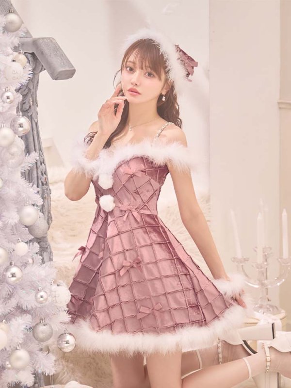 画像25: 【即日発送！】【サンタコス 4点セット】【XS-XLサイズ/2カラー】リボンモチーフパールショルダーフレアサンタ[OF04]