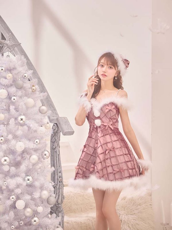 画像26: 【即日発送！】【サンタコス 4点セット】【XS-XLサイズ/2カラー】リボンモチーフパールショルダーフレアサンタ[OF04]