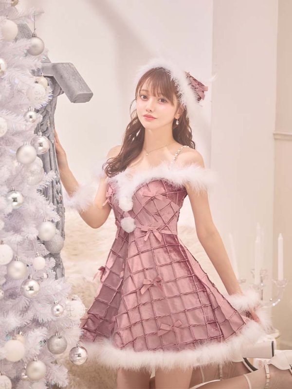 画像29: 【即日発送！】【サンタコス 4点セット】【XS-XLサイズ/2カラー】リボンモチーフパールショルダーフレアサンタ[OF04]