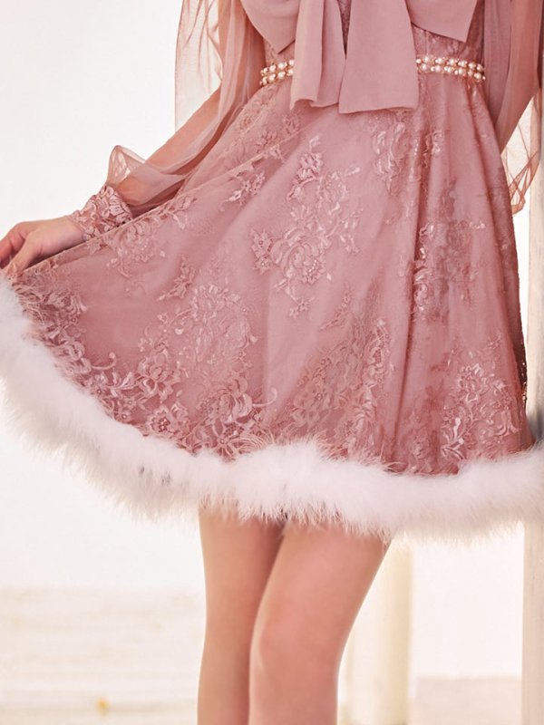 画像8: 【ノベルティ対象】【即日発送！】【サンタコス 3点セット】【XS-Lサイズ/2カラー】フロントビッグリボンオフショル袖付きフレアサンタ[OF04]