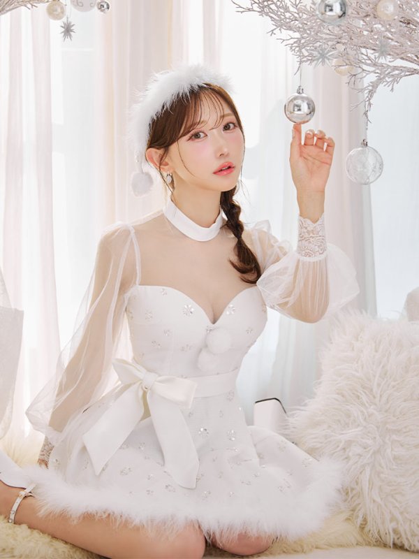 画像14: 【即日発送！】【サンタコス 4点セット】【XS-XLサイズ/2カラー】チュールロングスリーブハイネックサンタ[OF04]