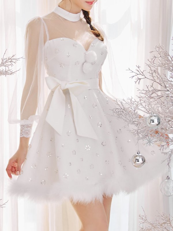 画像17: 【即日発送！】【サンタコス 4点セット】【XS-XLサイズ/2カラー】チュールロングスリーブハイネックサンタ[OF04]