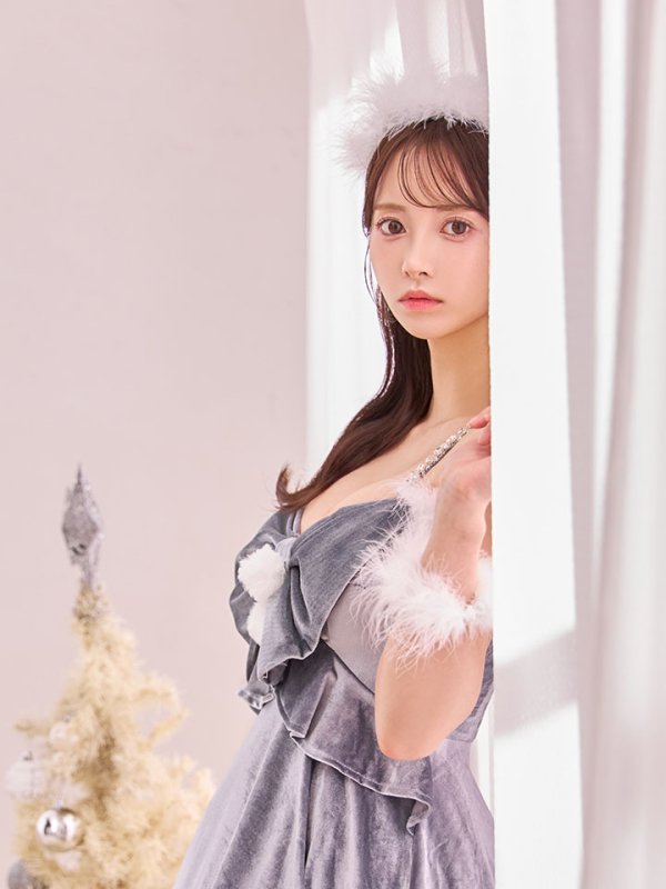 画像9: 【即日発送！】【サンタコス 4点セット】【XS-Lサイズ/4カラー】フロントビッグリボンオフショルフレアサンタ[OF04]