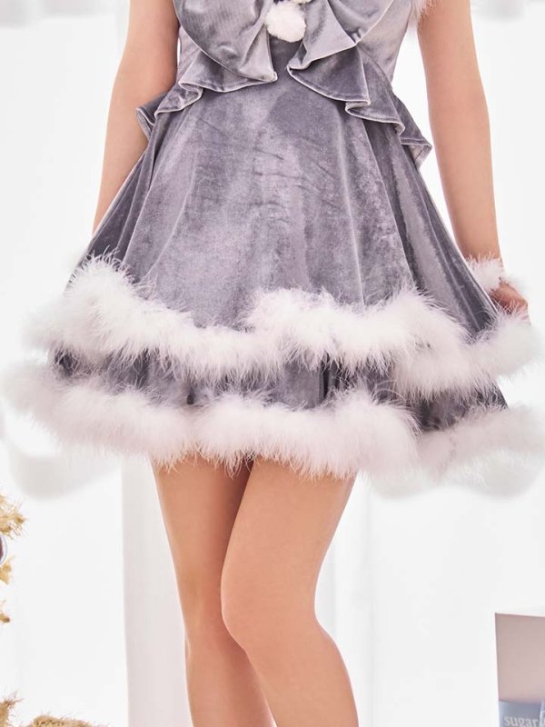 画像14: 【即日発送！】【サンタコス 4点セット】【XS-Lサイズ/4カラー】フロントビッグリボンオフショルフレアサンタ[OF04]