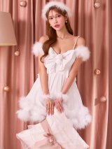 【即日発送！】【サンタコス 4点セット】【XS-Lサイズ/4カラー】フロントビッグリボンオフショルフレアサンタ[OF04]