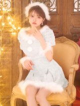 【即日発送！】【サンタコス 4点セット】【XS-XLサイズ/3カラー】ツイードビジュープリーツスカートサンタコスプレ[OF04]