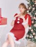画像24: 【即日発送！】【サンタコス 4点セット】【S-Lサイズ/2カラー】リボンショルダーツイードビジューミディアムサンタコスプレ[OF04] (24)