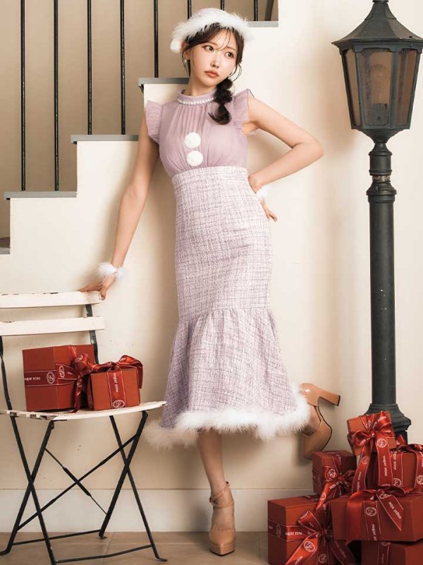 画像7: SALE!【サンタコス 4点セット】【S-Lサイズ/1カラー】シースルーツイードサンタコスプレ[OF04]