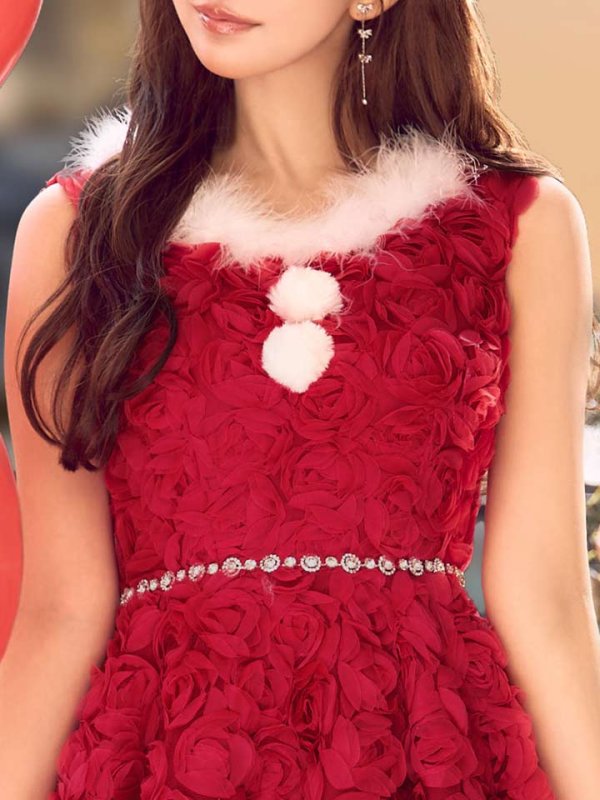 画像40: 【ノベルティ対象】【即日発送！】【サンタコス 4点セット】【S-Mサイズ/2カラー】立体ローズショートインスカートサンタコスプレ[OF04]