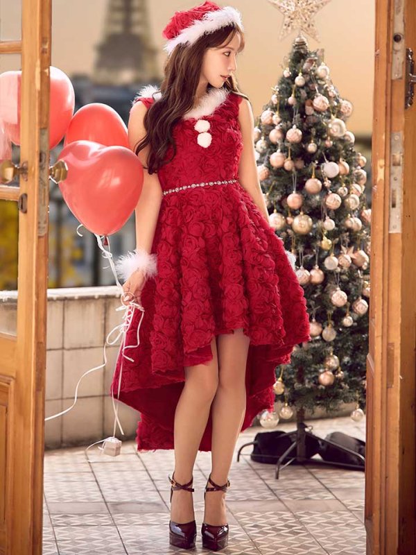 画像29: 【ノベルティ対象】【即日発送！】【サンタコス 4点セット】【S-Mサイズ/2カラー】立体ローズショートインスカートサンタコスプレ[OF04]