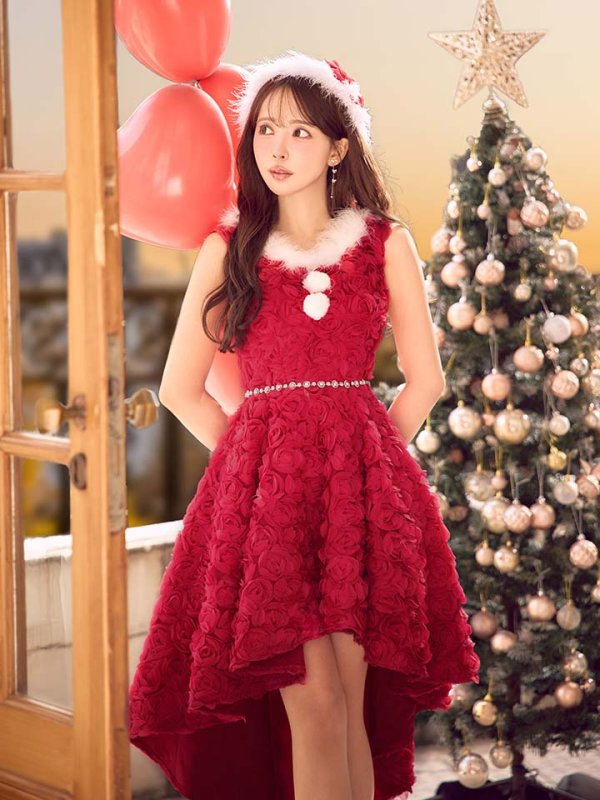 画像10: 【ノベルティ対象】【即日発送！】【サンタコス 4点セット】【S-Mサイズ/2カラー】立体ローズショートインスカートサンタコスプレ[OF04]