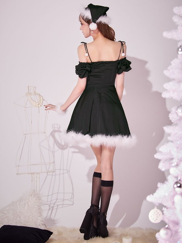 画像34: 【即日発送】【送料無料！】【サンタ】リボンキャミオフショルフリルサンタコスプレ【コスプレ4点セット】【XS-Lサイズ/2カラー】[OF04]