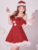 画像5: 【即日発送】【送料無料！】【サンタ】リボンキャミオフショルフリルサンタコスプレ【コスプレ4点セット】【XS-Lサイズ/2カラー】[OF04] (5)