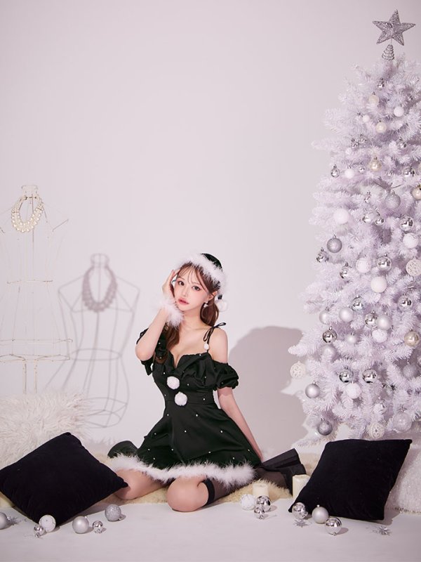 画像29: 【即日発送】【送料無料！】【サンタ】リボンキャミオフショルフリルサンタコスプレ【コスプレ4点セット】【XS-Lサイズ/2カラー】[OF04]