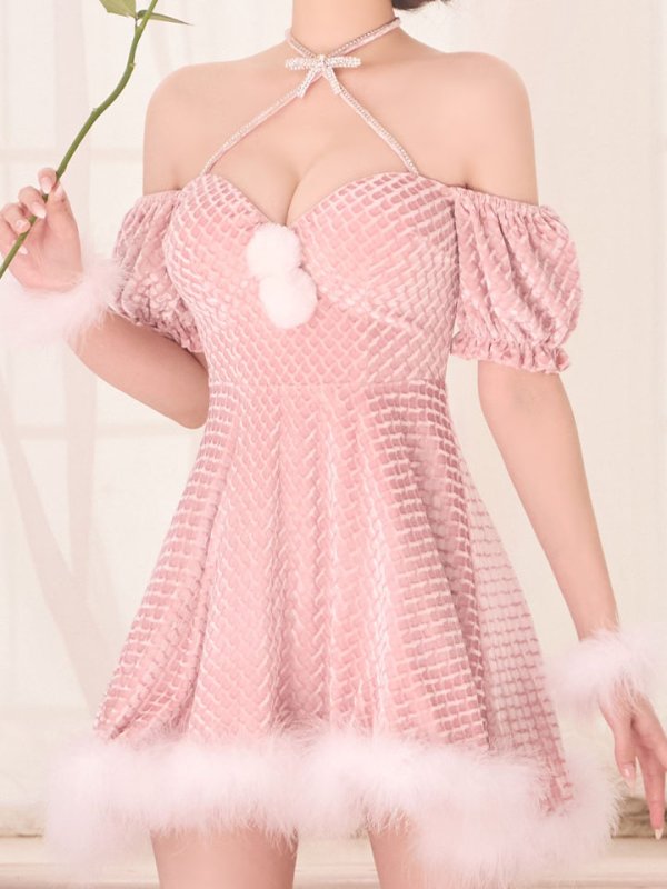 画像39: 【即日発送】【サンタ】クロスネックフレアーサンタコスプレ【コスプレ4点セット】【XS-Lサイズ/2カラー】[OF04]