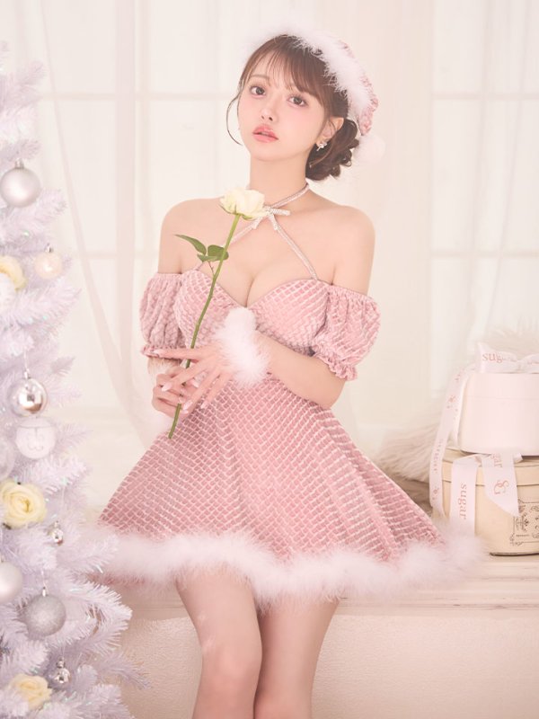 画像5: 【即日発送】【サンタ】クロスネックフレアーサンタコスプレ【コスプレ4点セット】【XS-Lサイズ/2カラー】[OF04]