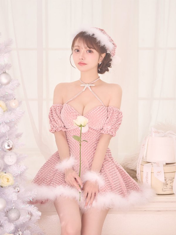 画像30: 【即日発送】【サンタ】クロスネックフレアーサンタコスプレ【コスプレ4点セット】【XS-Lサイズ/2カラー】[OF04]