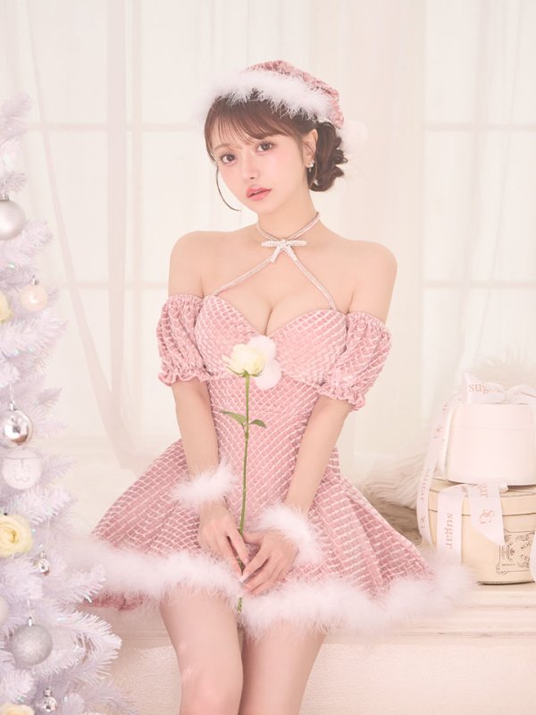 画像34: 【即日発送】【サンタ】クロスネックフレアーサンタコスプレ【コスプレ4点セット】【XS-Lサイズ/2カラー】[OF04]