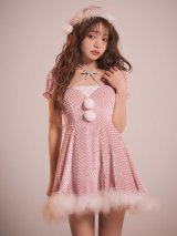 【即日発送】【サンタ】クロスネックフレアーサンタコスプレ【コスプレ4点セット】【XS-Lサイズ/2カラー】[OF04]