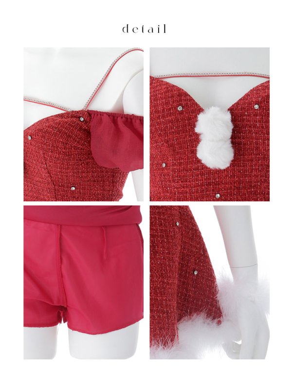 画像44: 【ノベルティ対象】【即日発送】【送料無料！】【サンタ】パフスリーブセットアップサンタコスプレ【コスプレ5点セット】【XS-Mサイズ/2カラー】[OF04]