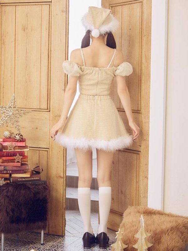 画像15: 【ノベルティ対象】【即日発送】【送料無料！】【サンタ】パフスリーブセットアップサンタコスプレ【コスプレ5点セット】【XS-Mサイズ/2カラー】[OF04]