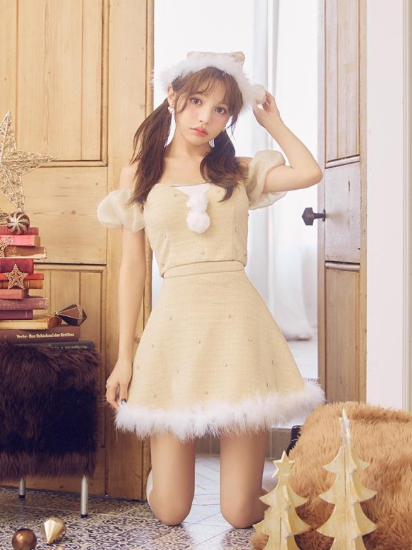 画像7: 【ノベルティ対象】【即日発送】【送料無料！】【サンタ】パフスリーブセットアップサンタコスプレ【コスプレ5点セット】【XS-Mサイズ/2カラー】[OF04]