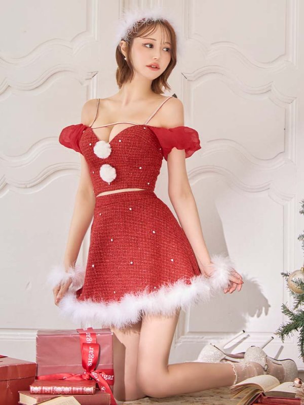 画像20: 【ノベルティ対象】【即日発送】【送料無料！】【サンタ】パフスリーブセットアップサンタコスプレ【コスプレ5点セット】【XS-Mサイズ/2カラー】[OF04]