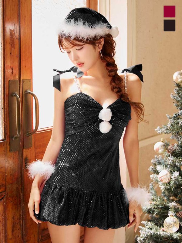 画像4: 【即日発送】【サンタ】スパンコールバルーンサンタコスプレ【コスプレ4点セット】【S-Lサイズ/2カラー】[OF03]