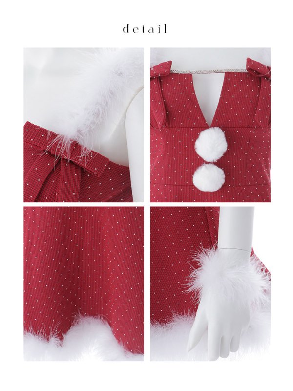 画像33: 【即日発送】【サンタ】リボンファーサンタコスプレ【コスプレ4点セット】【XS-XLサイズ/2カラー】[OF04]