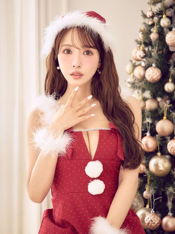 画像3: 【即日発送】【サンタ】リボンファーサンタコスプレ【コスプレ4点セット】【XS-XLサイズ/2カラー】[OF04]