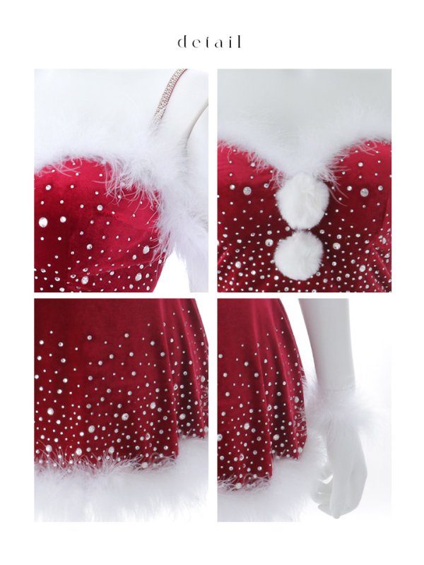画像40: 【即日発送】【送料無料！】【サンタ】スノービジューセットアップサンタコスプレ【コスプレ5点セット】【XS-Lサイズ/3カラー】[OF04]